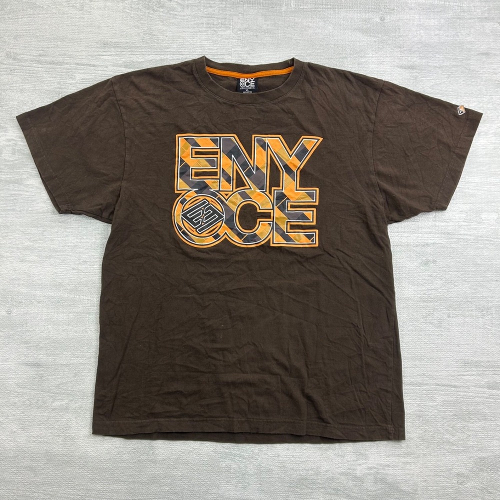 Vintage Y2K Enyce Shirt Size XL Brown Spell Out Logo Skater Grunge